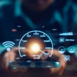 Fast internet connection speed test bandwidth network technology, speed optimization.